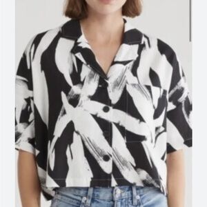 DKNY Monochrome Brushstroke Button Down Shirt